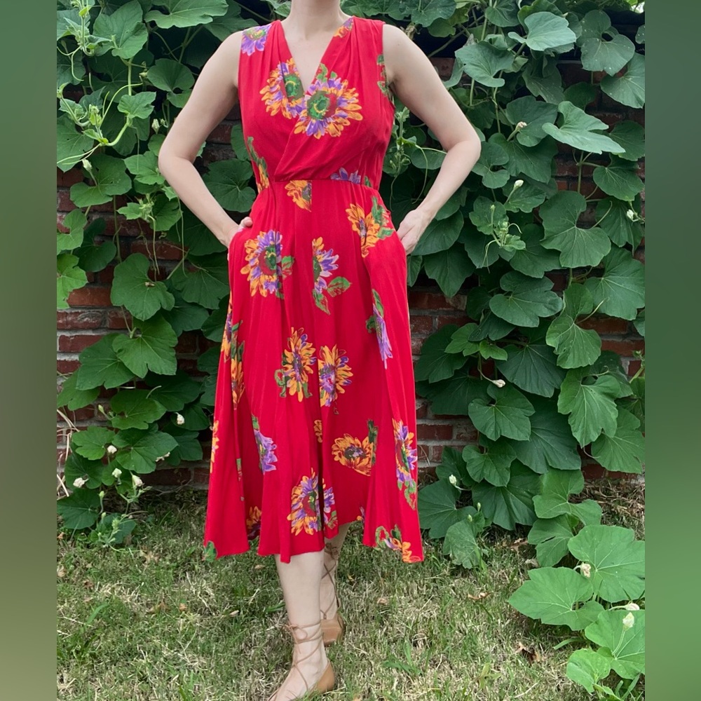 La Dolce Vita Silk Sunflower Dress